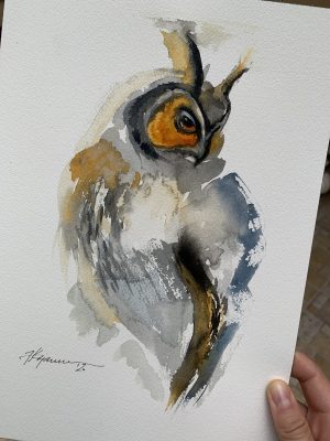 Watercolor Owl Katerina Krjanina Watercolor Birds Collection
